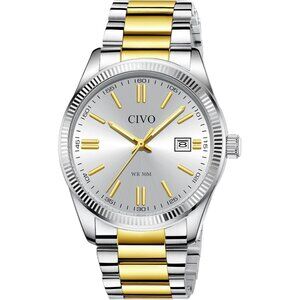 Men's Gold-V1 Stainless Steel Hook Buckle Analog Comfortable Stylish Wrist Watch